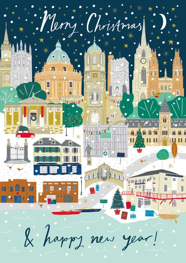 Classic Christmas card - Oxford - Illustrated City created by Jessica Hogarth