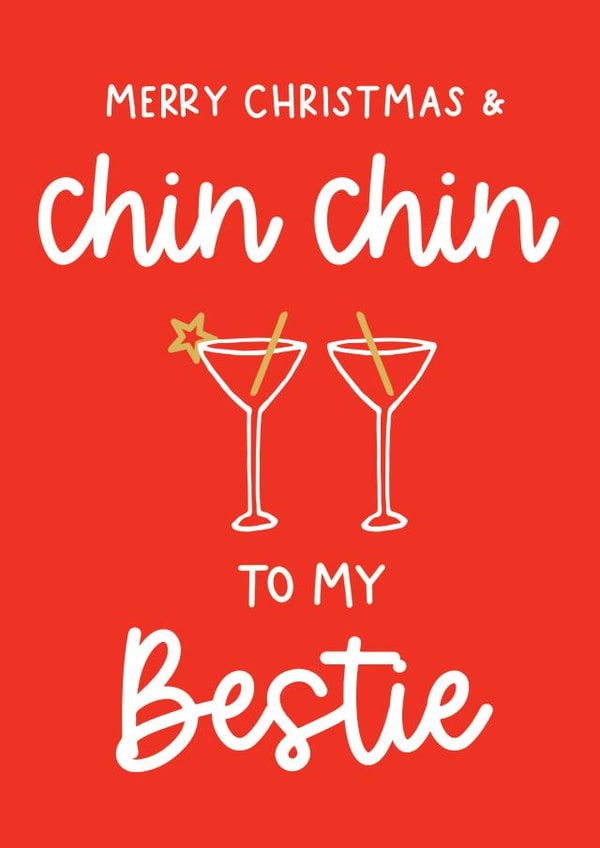 Fun Christmas Card - To My Bestie - Cocktail Glasses created by Word Up Creative