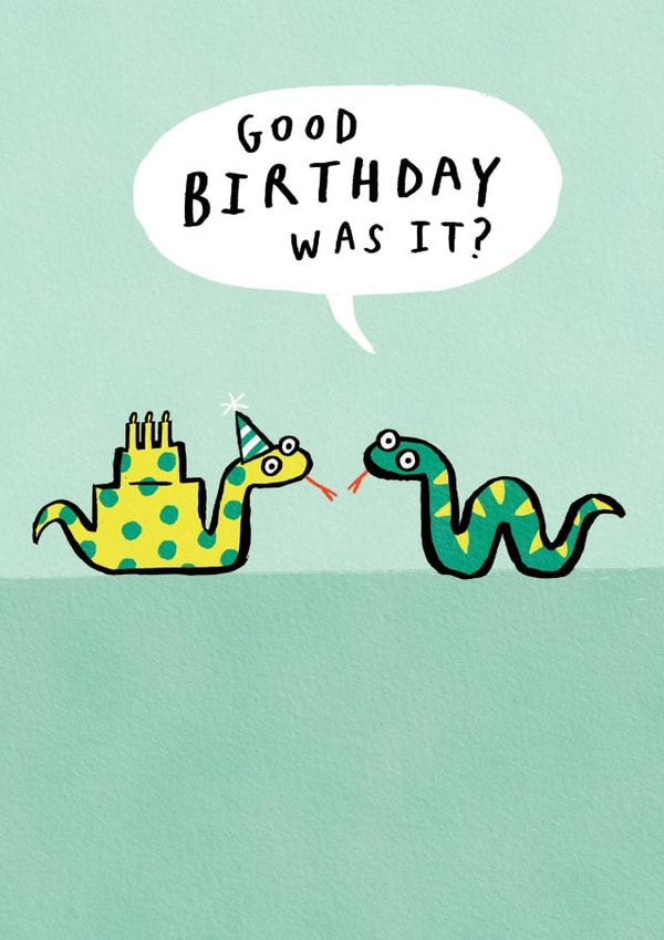 Funny Birthday Card - Birthday Cake - Snakes created by Paperlink and Meraki Greeting Cards