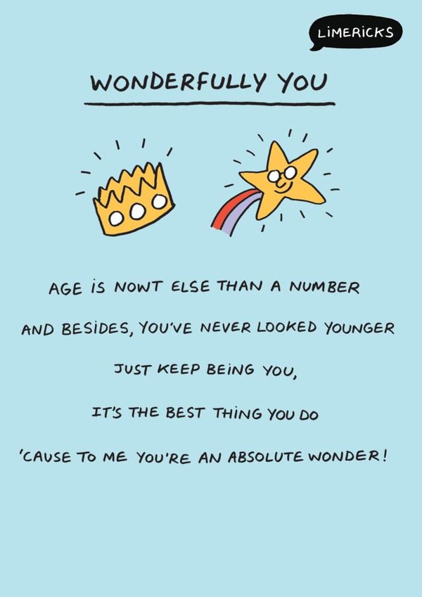 Heartfelt Birthday Card - Wonderfully You - Limerick - For Him created by Paperlink and Meraki Greeting Cards