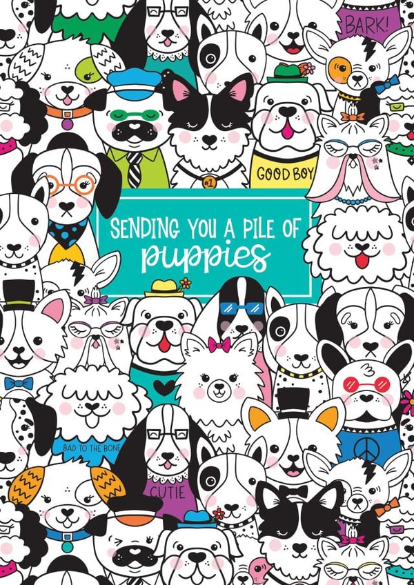 Cute Birthday Card - Pile Of Puppies created by Tracey Coon | Noonday Design