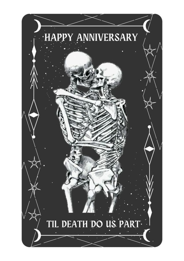 Anniversary card - Til Death Do Us Part Tarot Card Skeletons - The Lovers created by Born and Raised Creative