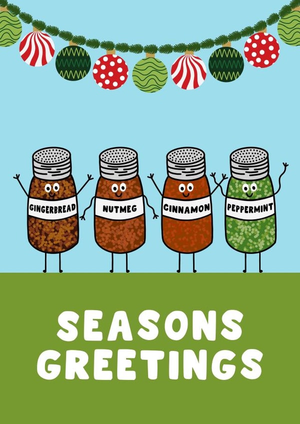 Funny Christmas Card - Seasons Greetings - Spices created by Pink Peach Cards