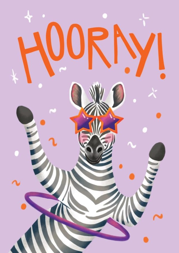 Cute Birthday/Congratulations Card - Zebra - Hooray! created by Aniet Illustration
