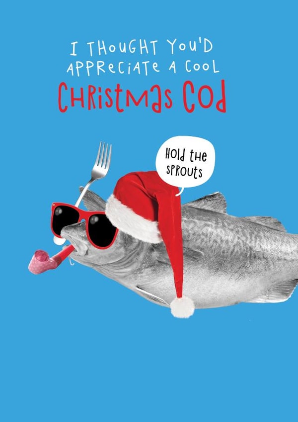 Funny Christmas Card - Christmas Cod - Pun created by Pink wink
