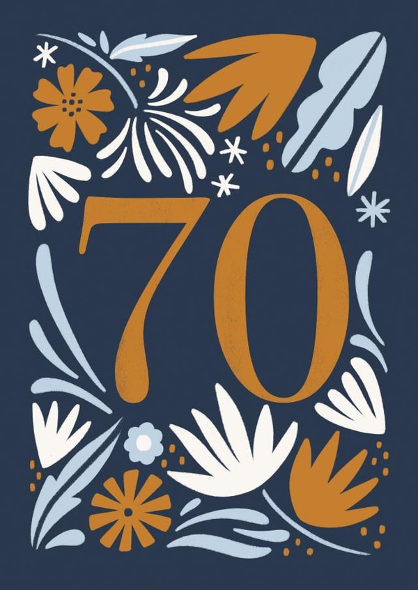 Classic 70th Birthday Card - For Her - Flowers created by Natalia Gonzalez