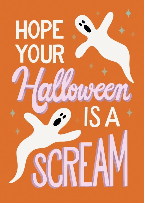 Cute Halloween Card - Hope Your Halloween Is A Scream - Ghost created by Angelicabydesign