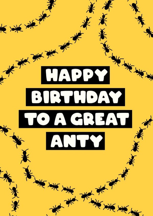 Punny Birthday Card - For Aunty - Anty - Ants created by Bev O'Connor || @oconnordesign