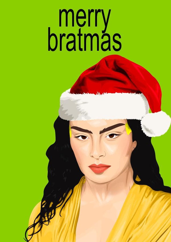 Funny Christmas Card - Charli XCX - Brat created by Pink + Pip