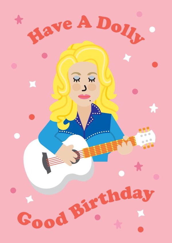 Cute Birthday Card - Dolly Parton - Pun created by Studio Boketto