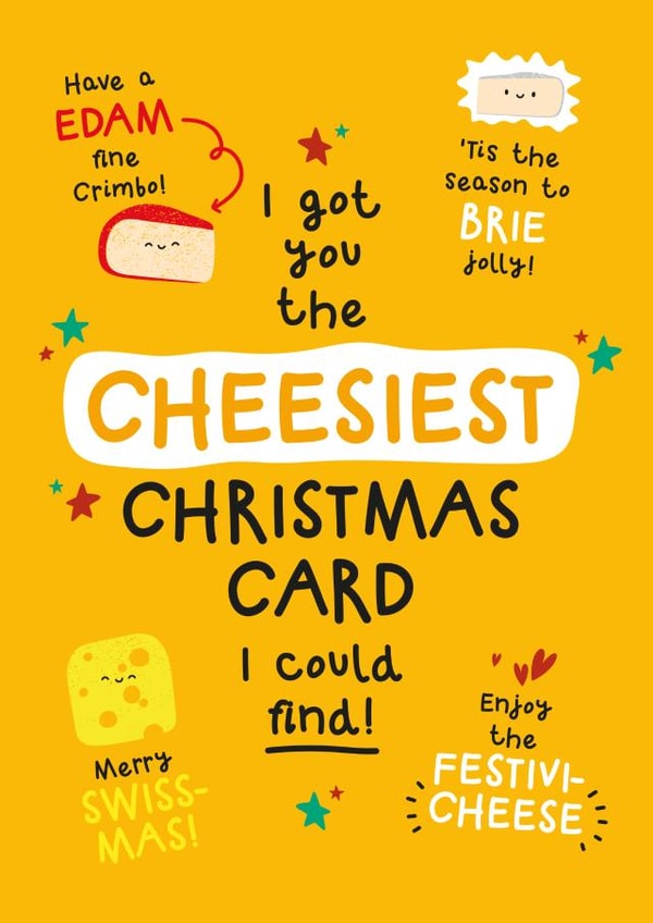 Cute Christmas Card - For Anyone - Cheese Puns created by Twisted Haggis