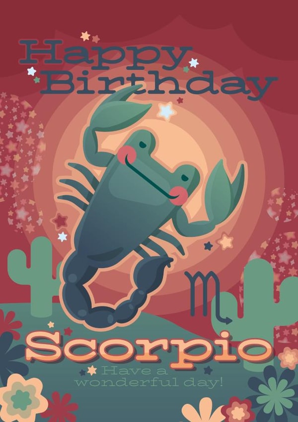 Cute Birthday Card - Star Sign - Scorpio - Frog created by Ellie MH Designs