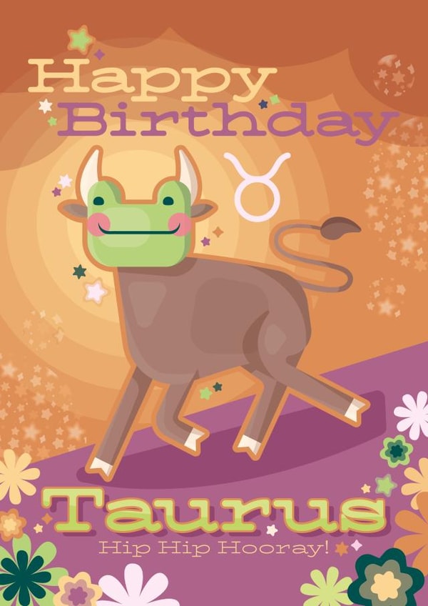 Cute Birthday Card - Star Sign - Taurus - Frog created by Ellie MH Designs