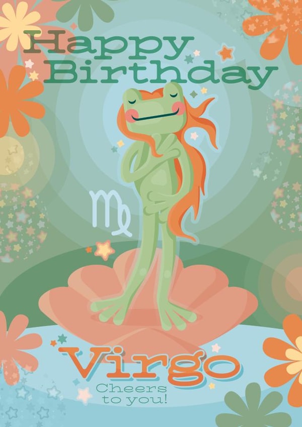 Cute Birthday Card - Star Sign - Virgo - Frog created by Ellie MH Designs