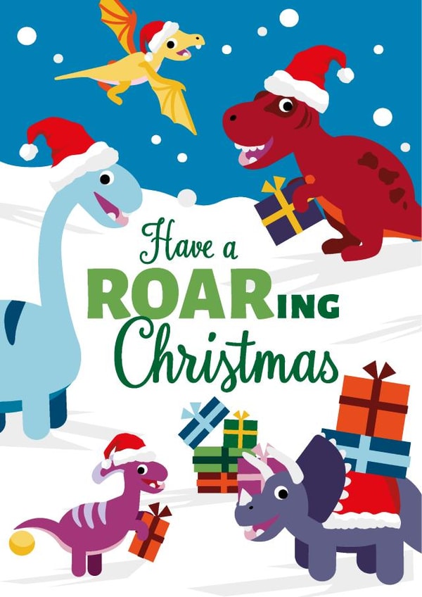Cute Christmas Card - For Kids - Dinosaurs created by Roger Bear Designs