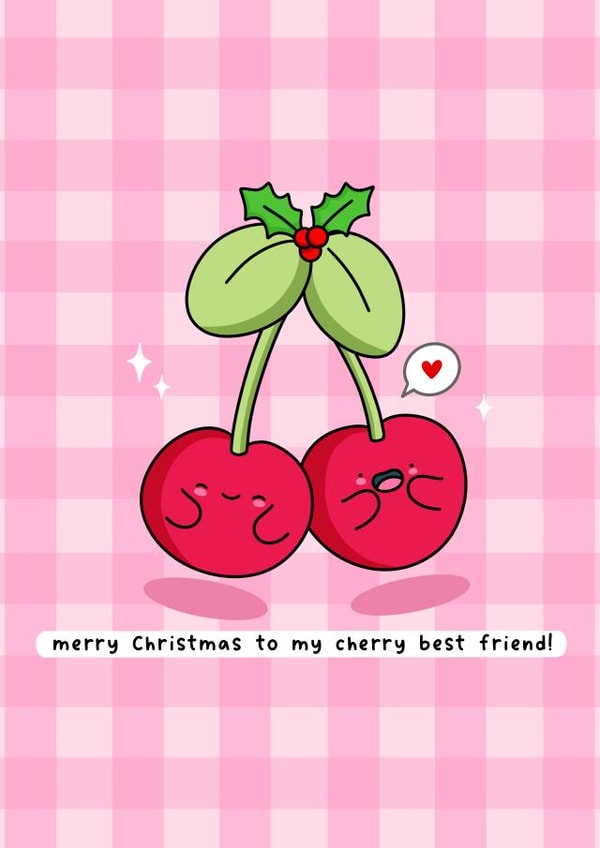 Cute Christmas Card - To My Cherry Best Friend - Kawaii | thortful