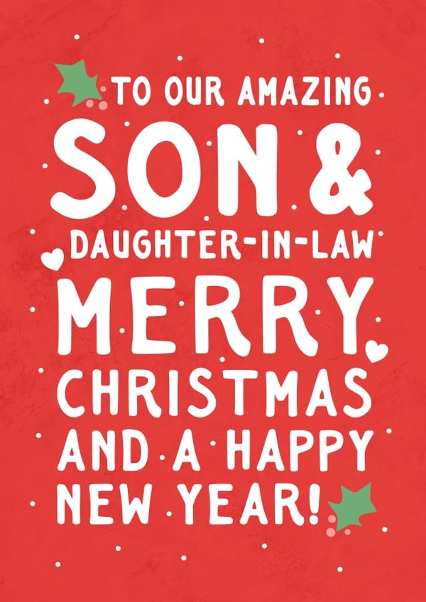 Classic Christmas Card - For Son & Daughter-In-Law - Holly created by @hollielonglanddesigns