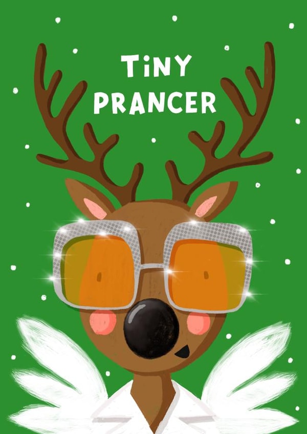 Funny Christmas Card - Tiny Prancer - Tiny Dancer - Pun created by Nicola Watson