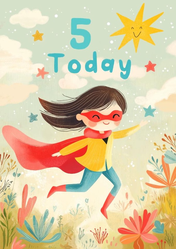 Cute Birthday Card - 5th Birthday - Superhero created by Bellollage