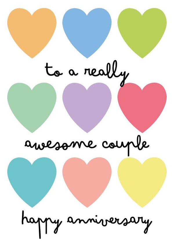 Classic Anniversary Card - Awesome Couple - Hearts created by size3art
