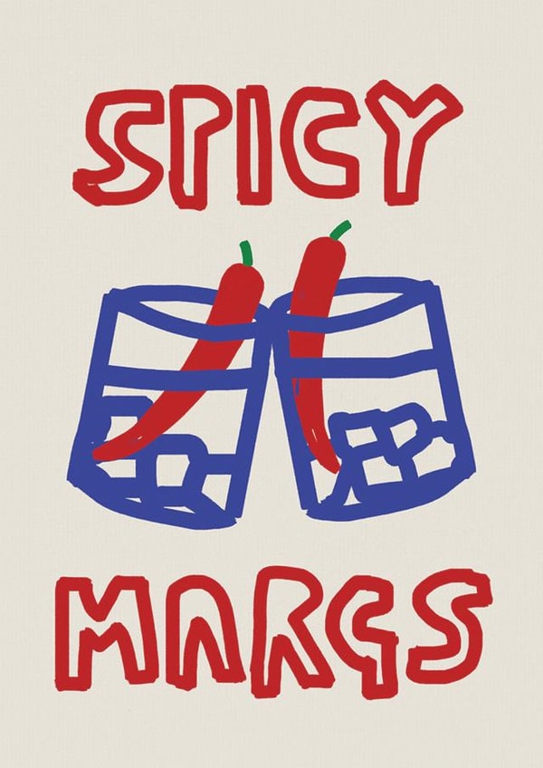 Arty Birthday Card - Spicy Margs - Margarita Cocktail created by Hello August Studio