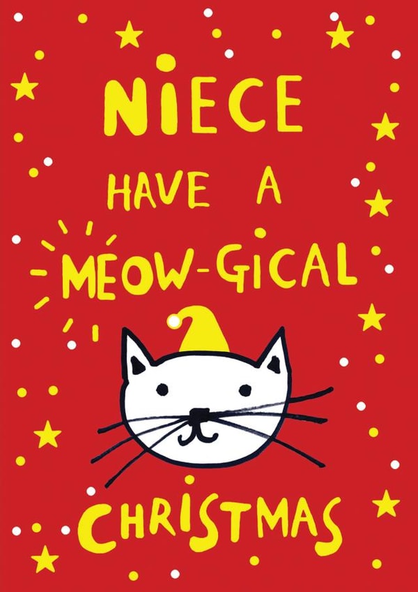 Cute Christmas Card - For Niece - Cat created by Earlybird