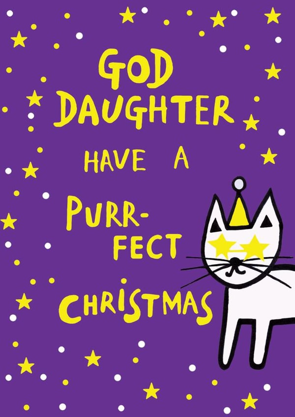 Cute Christmas Card - For God-Daughter - Cat created by Earlybird