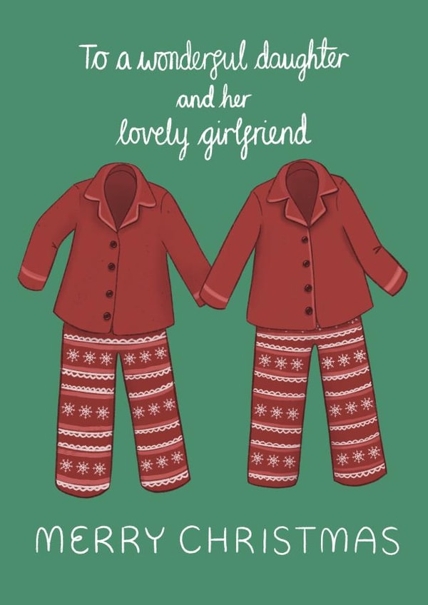 Cute Christmas Card - For Daughter And Her Girlfriend - Matching Pyjamas created by Oh Halibut