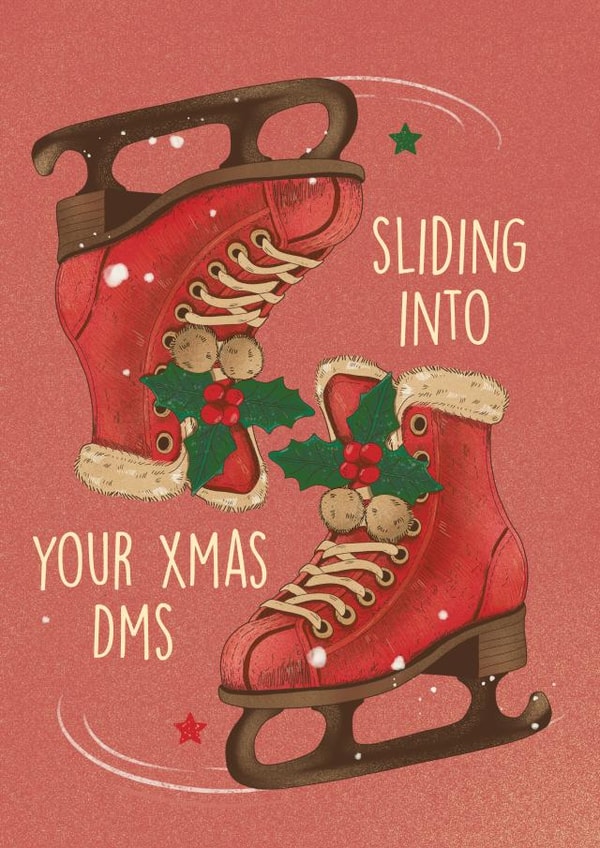 Funny Christmas Card – Sliding Into Your Xmas Dm's created by Kasia Cards