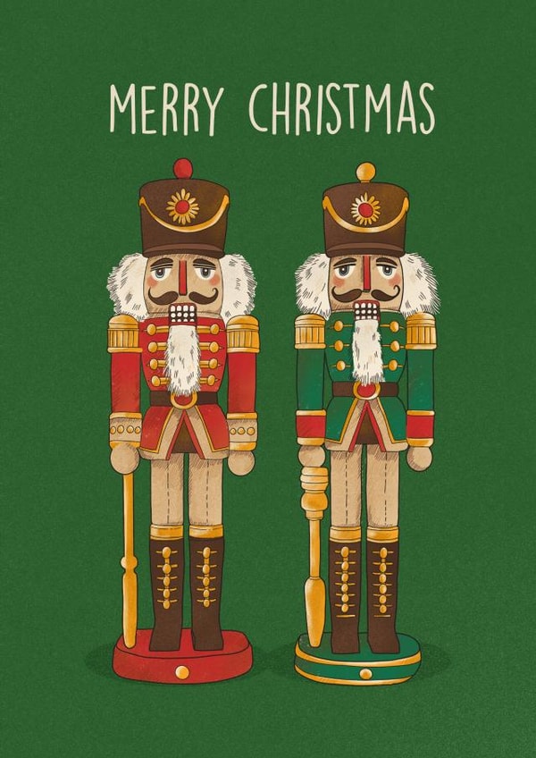 Classic Christmas Card - Nutcrackers - Decorations created by Kasia Cards