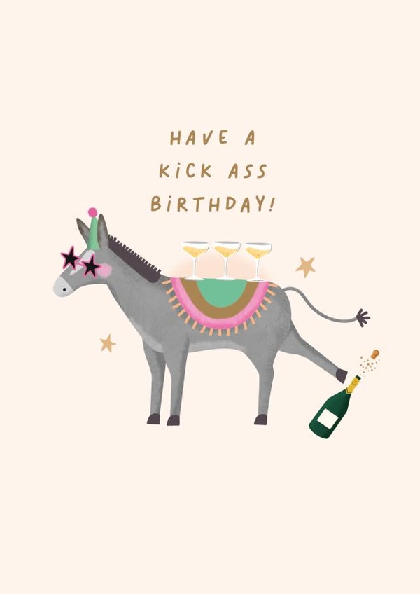 Funny Birthday Card - Donkey - Kick Ass Birthday created by Studio Mads