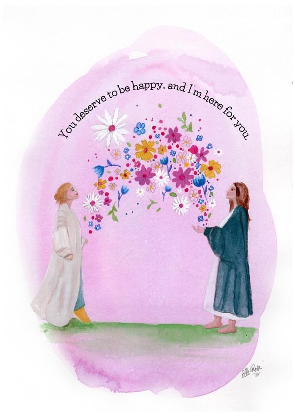 Arty Thinking Of You Card - You Deserve To Be Happy - Flowers created by Mind Over Letter