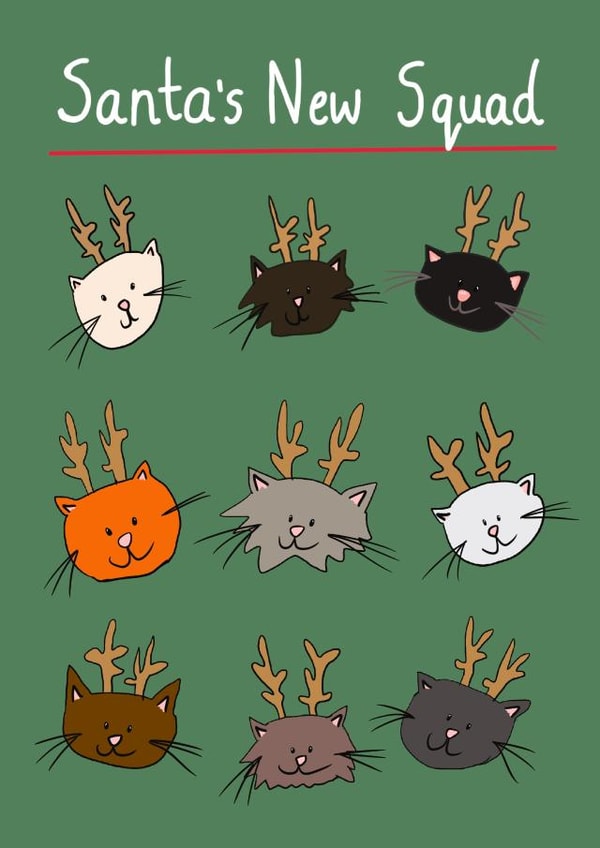 Cute Christmas Card - Santa's New Squad - Cat's created by LittleTalesByGem