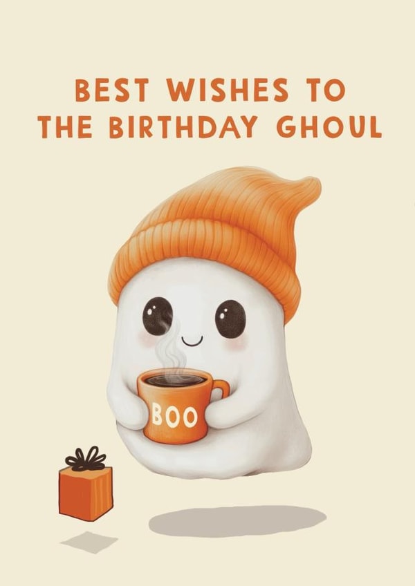 Cute Birthday Card - Birthday Ghoul - Ghost created by Giddy Kipper