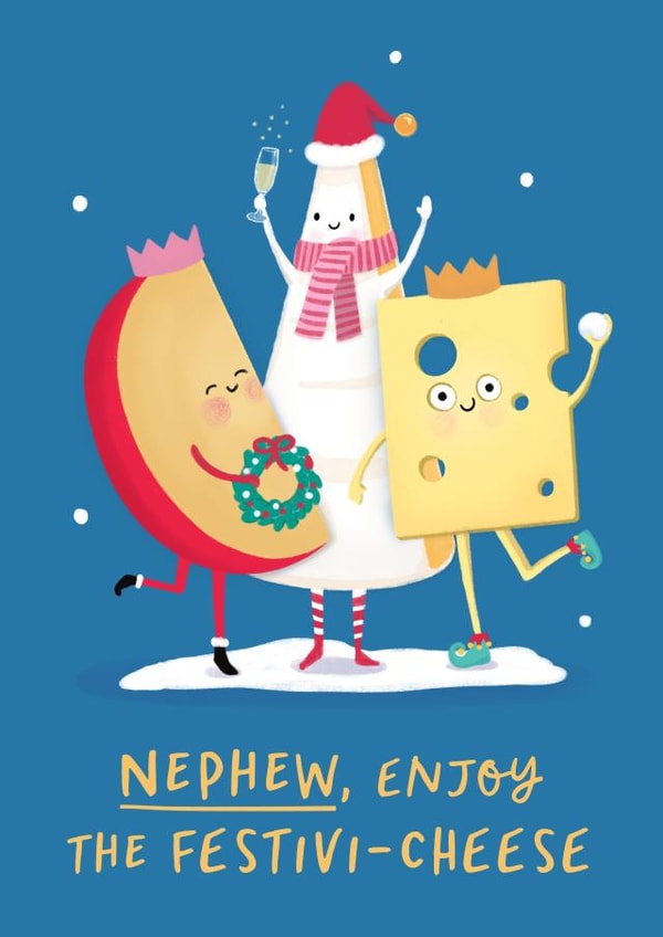 Cute Christmas Card - For Nephew - Cheese created by Painted Parasol Studio