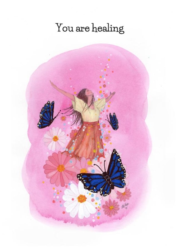 Pretty Thinking Of You Card - You Are Healing - Flowers created by Mind Over Letter