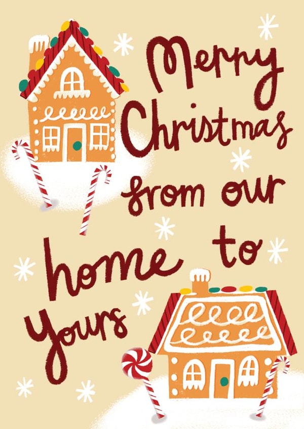 Cute Christmas Card - From Our Home To Yours - Gingerbread Houses created by @AimeeStevens.Design