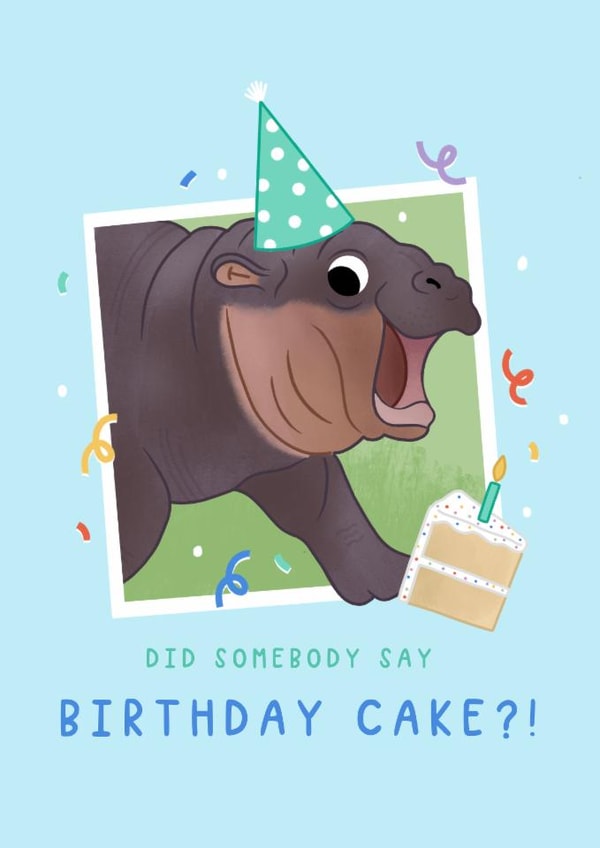 Cute Birthday Card - Moo Deng Hippo - Cake created by Jess Moorhouse