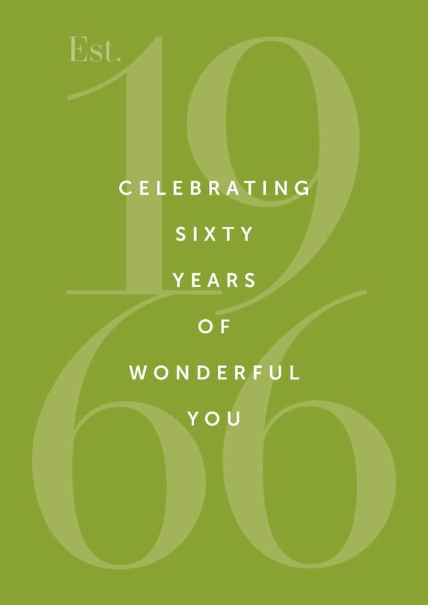 Classic 60th Birthday Card - Est. 1966 Celebrating Sixty Years of Wonderful You created by Yay Days
