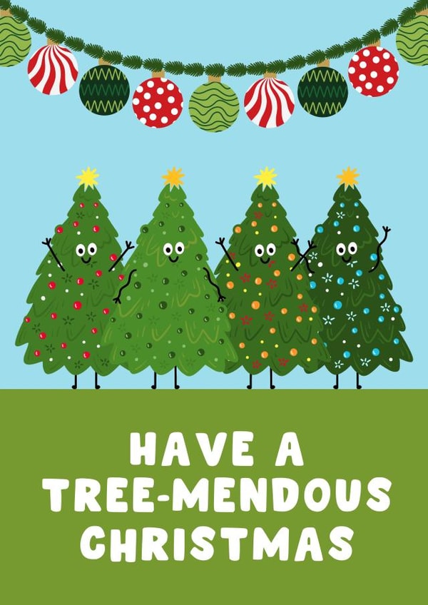 Punny Christmas Card - Christmas Trees - Baubles created by Pink Peach Cards