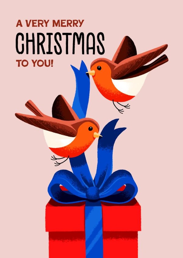 Cute Christmas Card - Christmas Robins - Gift created by Folio | Ian Owen