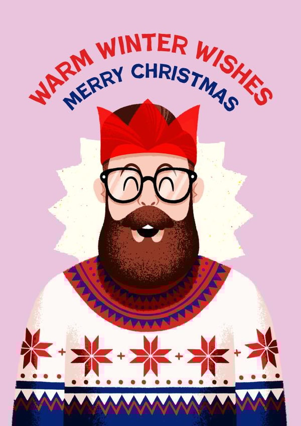 Cute Christmas Card - Warm Winter Wishes - Christmas Jumper created by Folio | Ian Owen