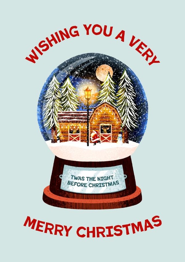 Cute Christmas Card - Snow Globe - Snowy Cabin created by Folio | Ian Owen