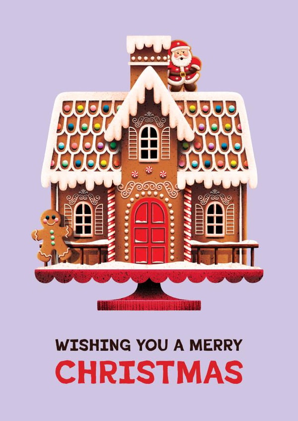 Cute Christmas Card - Gingerbread House - Santa created by Folio | Ian Owen