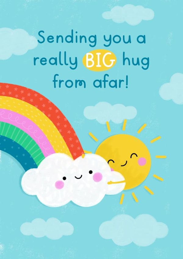 Cute Miss You Card - Long Distance - Really Big Hugs From Afar created by Jess Moorhouse