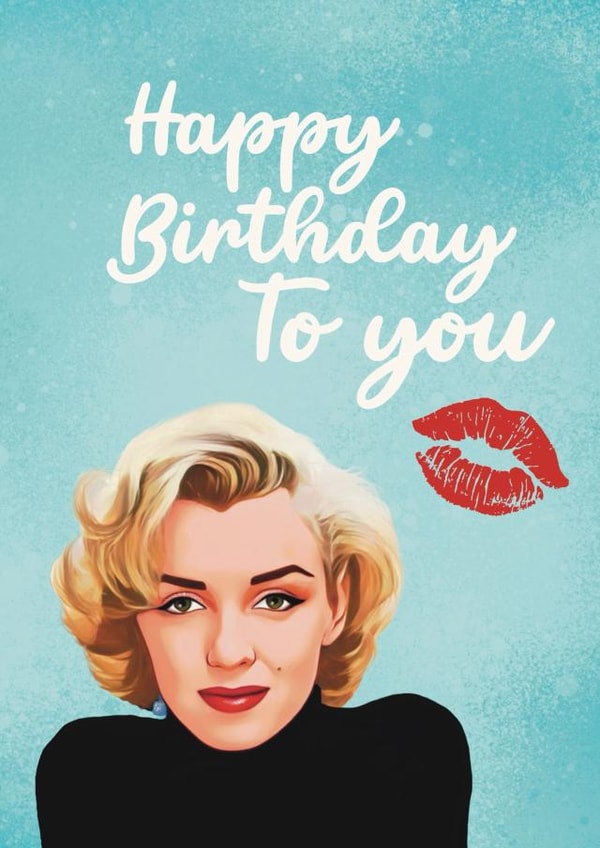 Fun Birthday Card - Marilyn Monroe - Lipstick Kiss created by Giddy Kipper