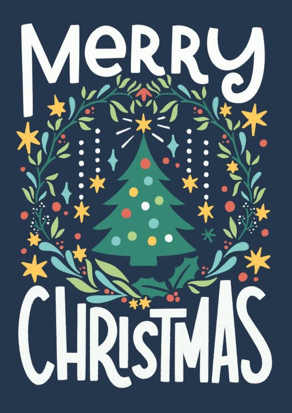 Classic Christmas Card - Tree And Wreath created by Natalia Gonzalez