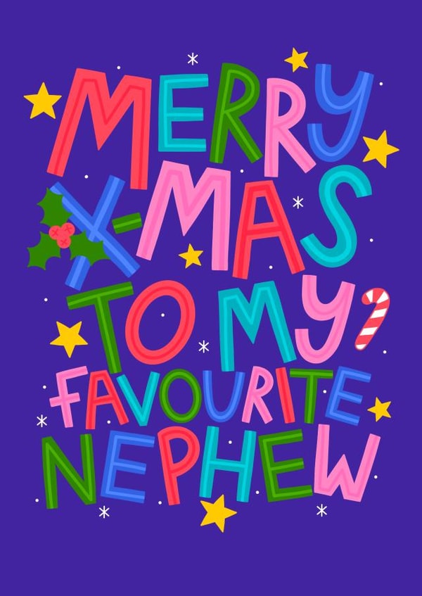 Cute Christmas Card - For Nephew - Typography created by Ludicrous Prints