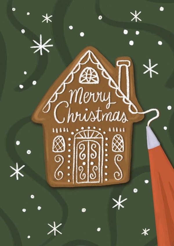 Cute Christmas Card - Gingerbread House Biscuit Icing created by Summer Sole