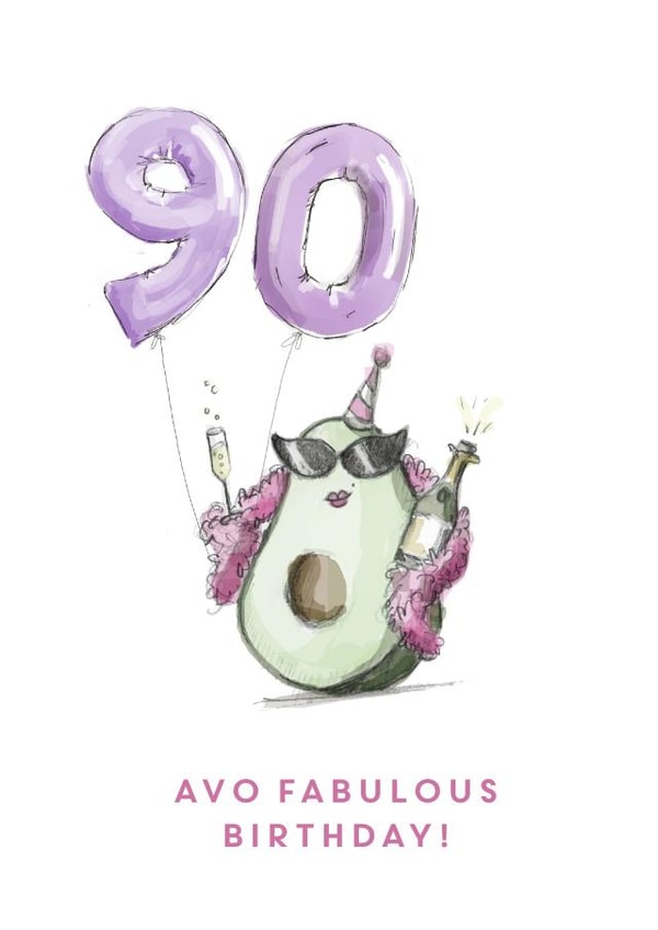 Funny Birthday Card - Avocado - Balloons created by @doublepea_designs